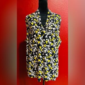 Anne Klein Women's Printed Ity Triple Pleat Top, Size 3XL